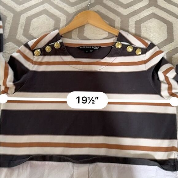 Veronica Beard Bertie Cotton Layered Top in Charcoal Multi M - Picture 14 of 14